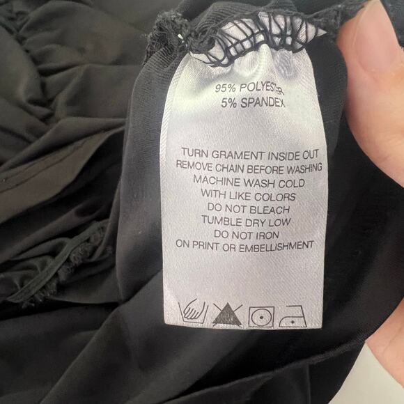 Vintage Y2k Dereon Black Ruched Body-Con Dress Size Large - Picture 6 of 6